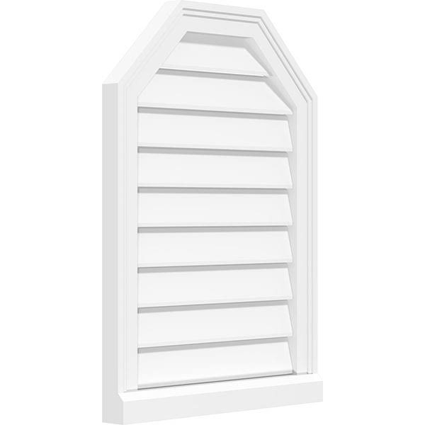 34x22W x 34x22H Octagonal Top Surface Mount PVC Gable Vent with Brickmoul D823