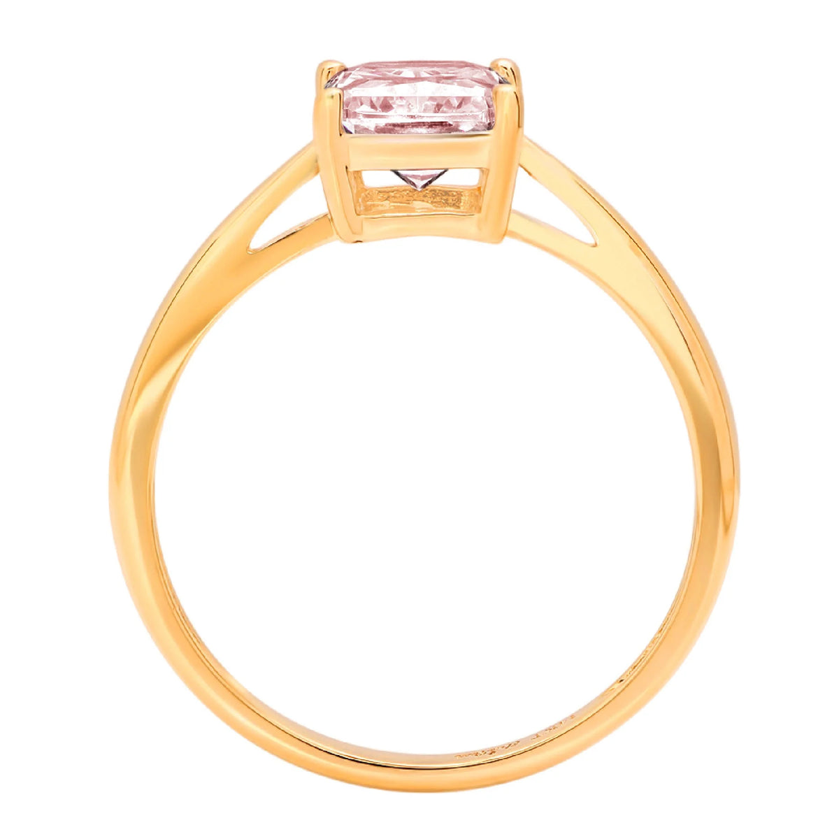 Emerald Cut Pink Simulated Diamond 18k Yellow Gold Ring Size 9 A65161