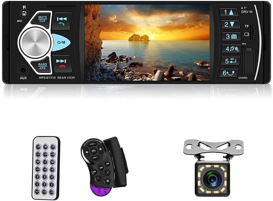 4.1 Inch Single Din Car Stereo with Bluetooth Rear View Camera Pack of 2 C627