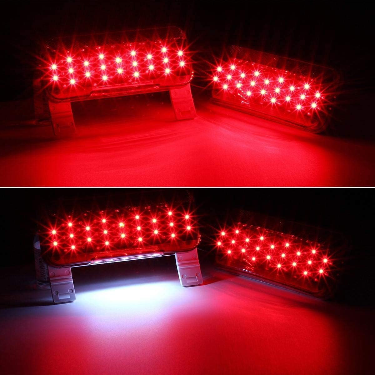 12V LED RV Camper Trailer Tail Light Kit with Amber Side Marker Clearance Lights and Red Stop Turn Brake Tail Lights O969