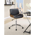 Contemporary Small-Back Home Office Chair, Black/Walnut O415785