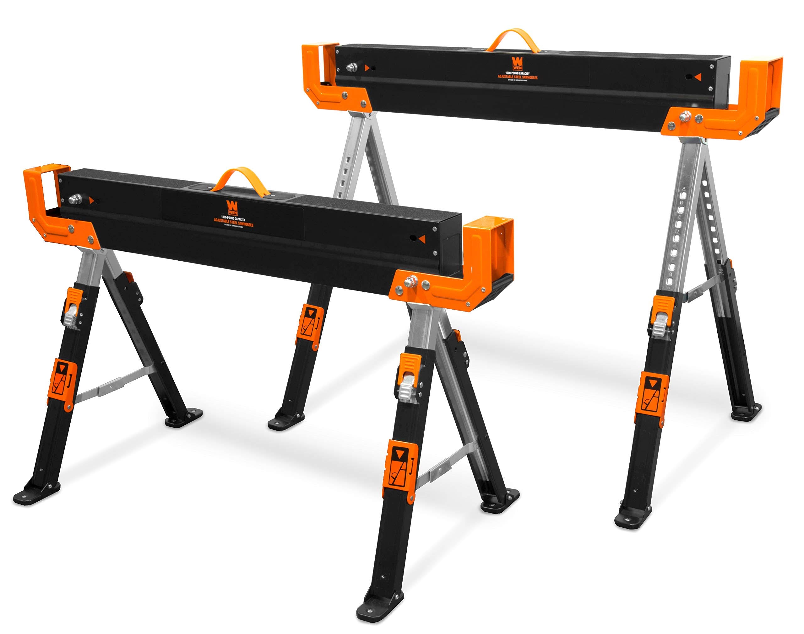 1300-Pound Capacity Height Adjustable Folding Steel Saw Horse, Two Pack T43670