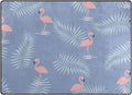 Pink Flamingo with Palm Leaves Lightweight Area Rug U4606