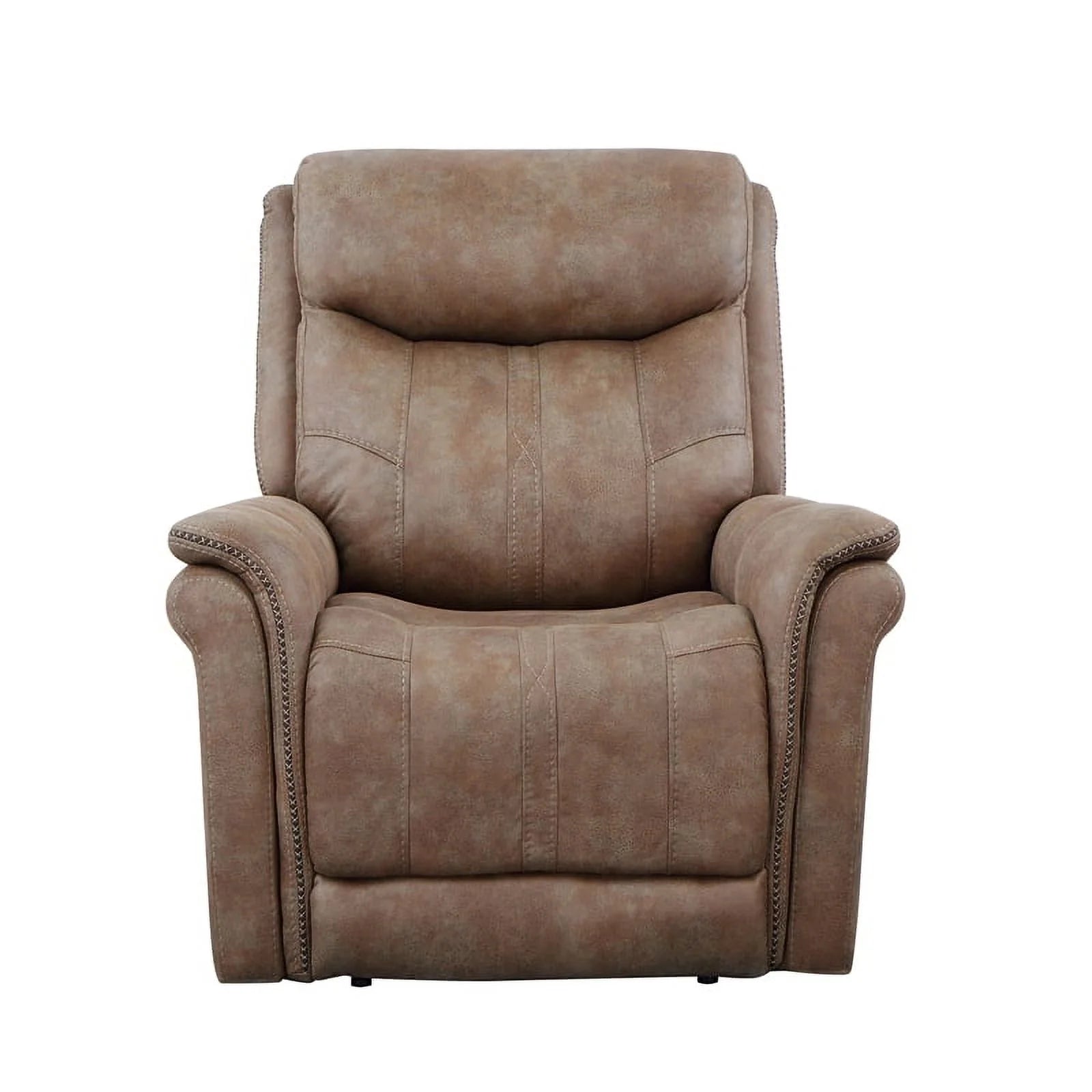 Camel Brown Polyester Faux Suede Leather Power Recliner D9441
