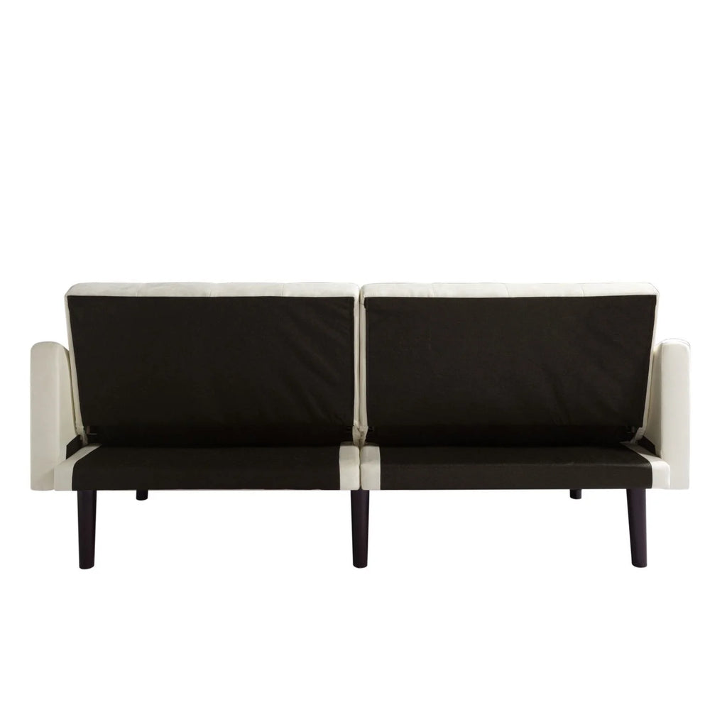 Beige Velvet Futon Sofa Bed with Pillows C630109