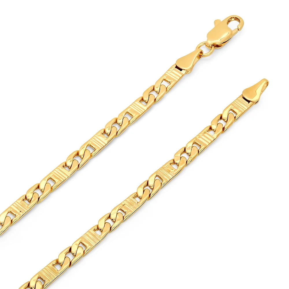 14k Yellow Gold Plated Mariner Choker Chain Necklace, 16 inches B959581