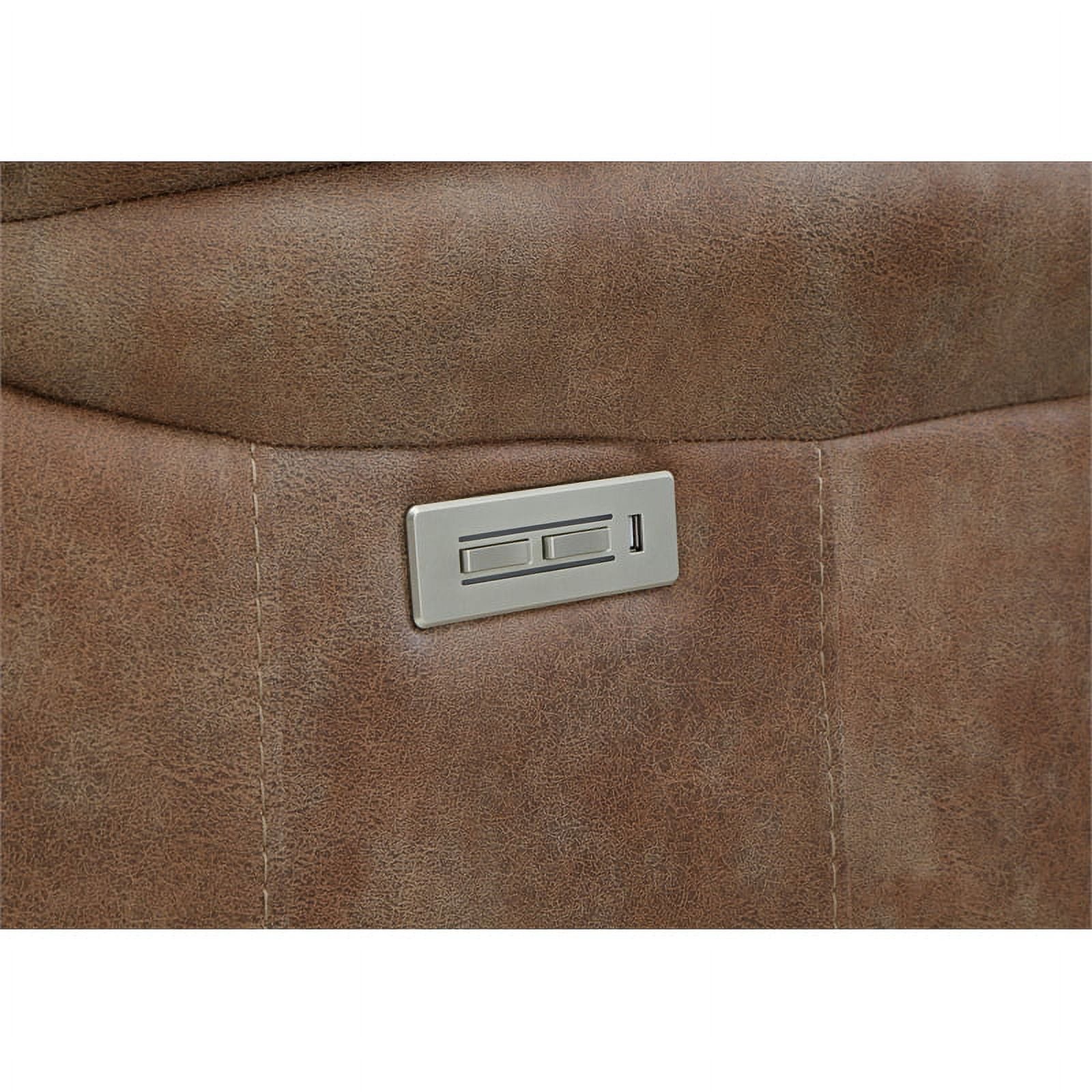 Camel Brown Polyester Faux Suede Leather Power Recliner D9441