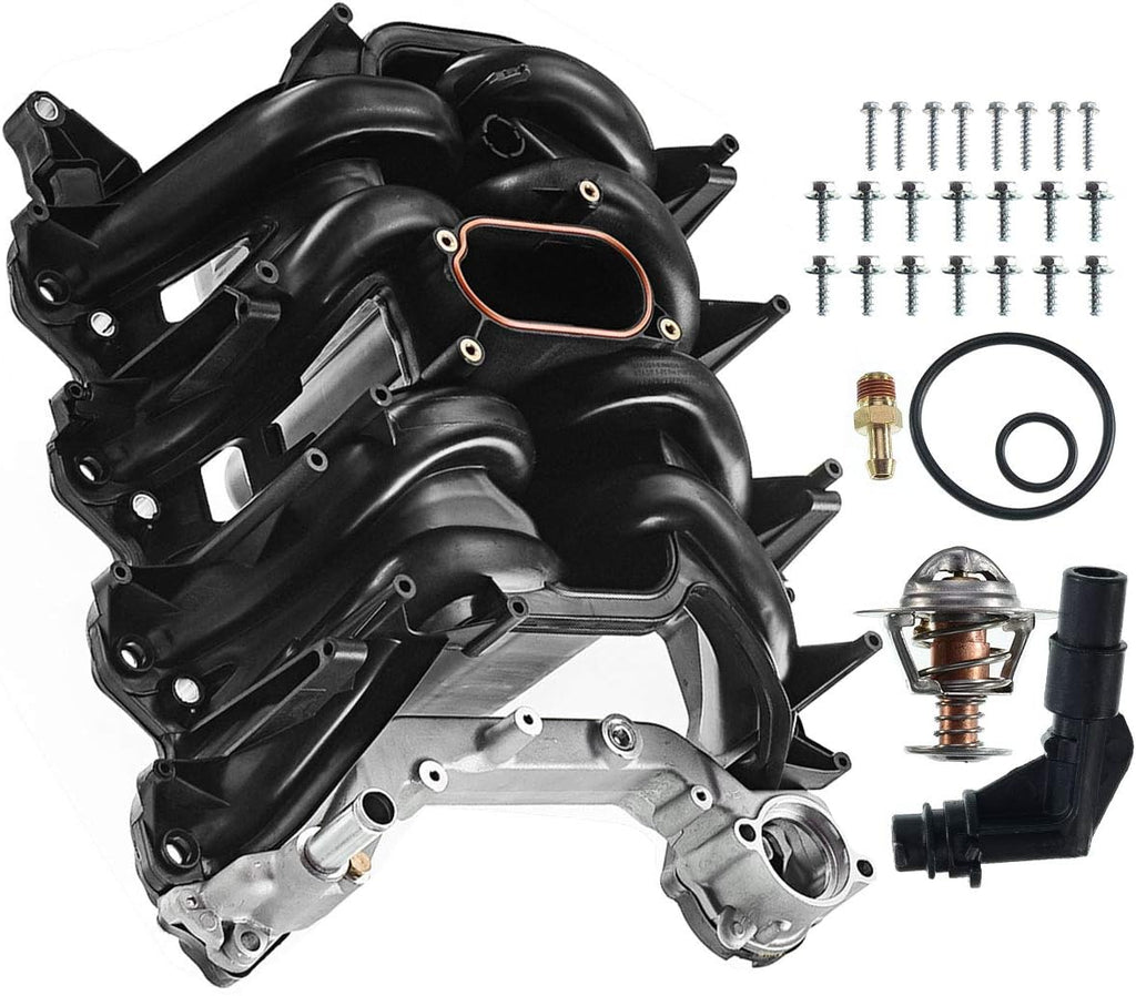 Upper Intake Manifold with Thermostat and Gaskets Compatible with Ford E250 E350 E450 2000-2014 Expedition Excursion (V8 5.4L Only) N8829