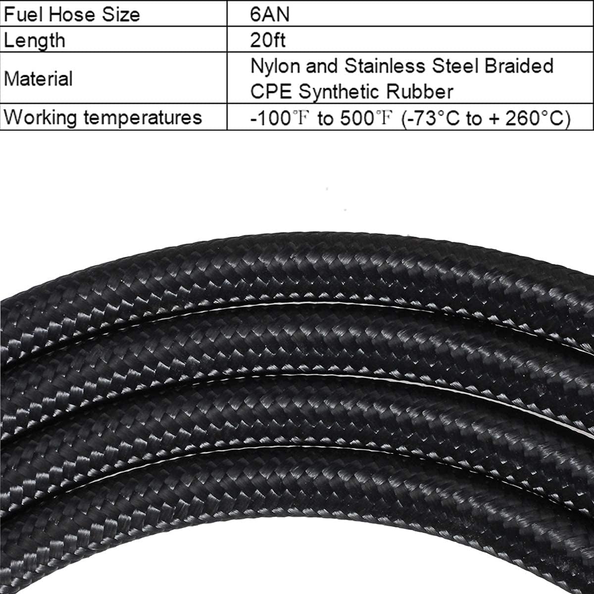 6AN 20FT Nylon Stainless Steel Braided Fuel Line Hose with 10PCS 6AN Swivel Adapter Kit J71022