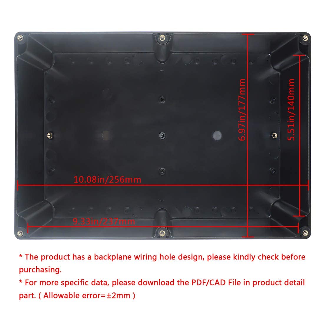 ABS Plastic Electrical Project Case Power Junction Box Black 10.4 x 7.2 x 3.7 Pack of 1 X981