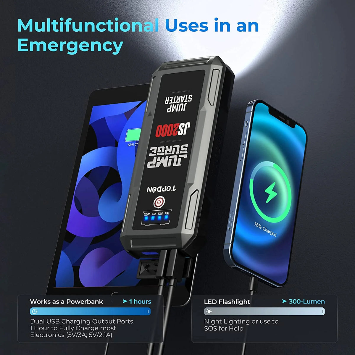 16000mAh 2000A Peak Portable Car Battery Booster P85423
