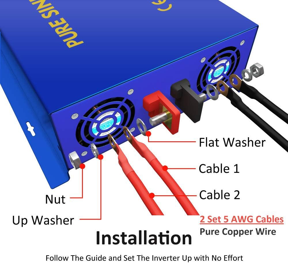 3500W / 7000W Peak 24V DC to AC 110V 120V Pure Sine Wave Power Inverter with LCD Display R98695