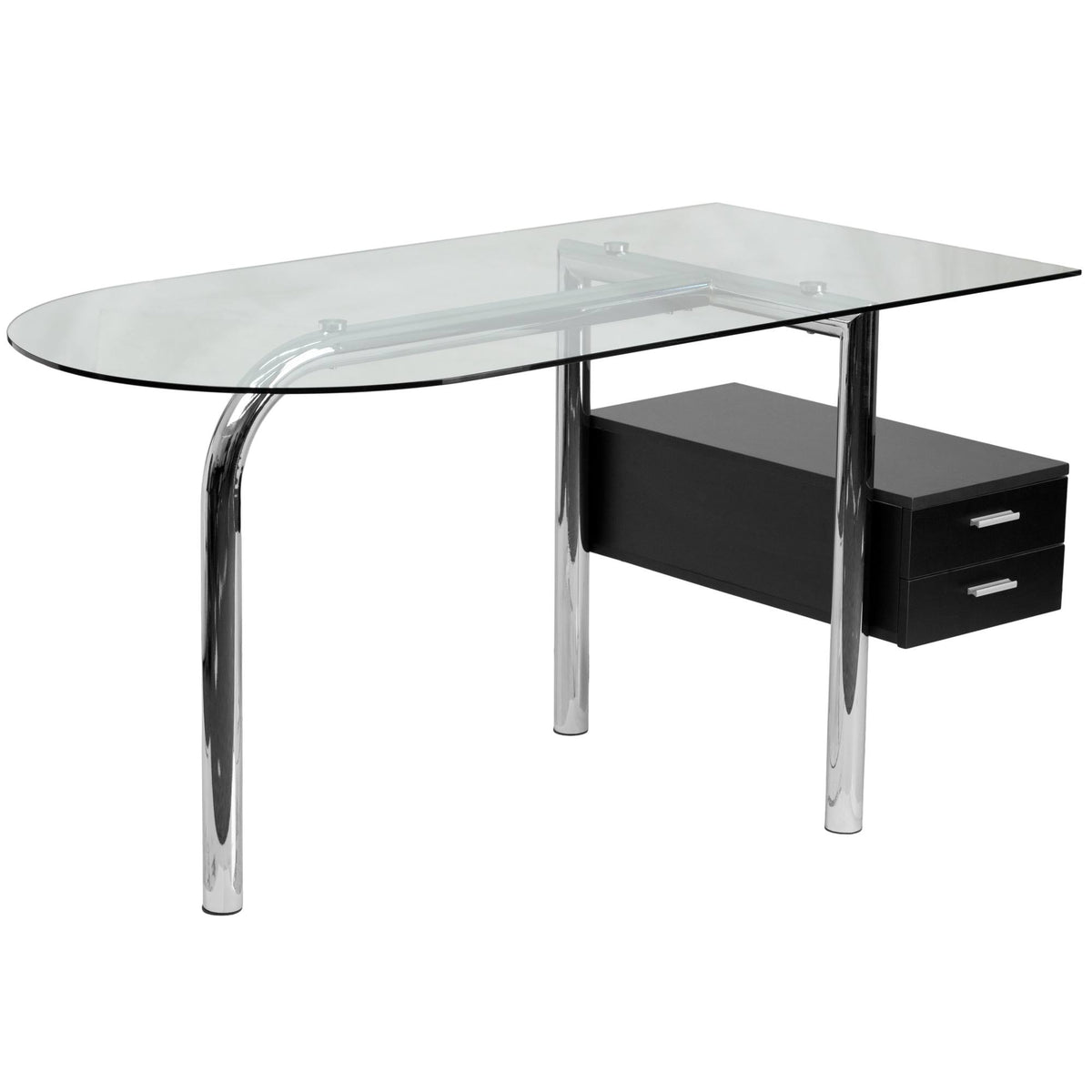 Glass Computer Desk with Open Storage Y777102
