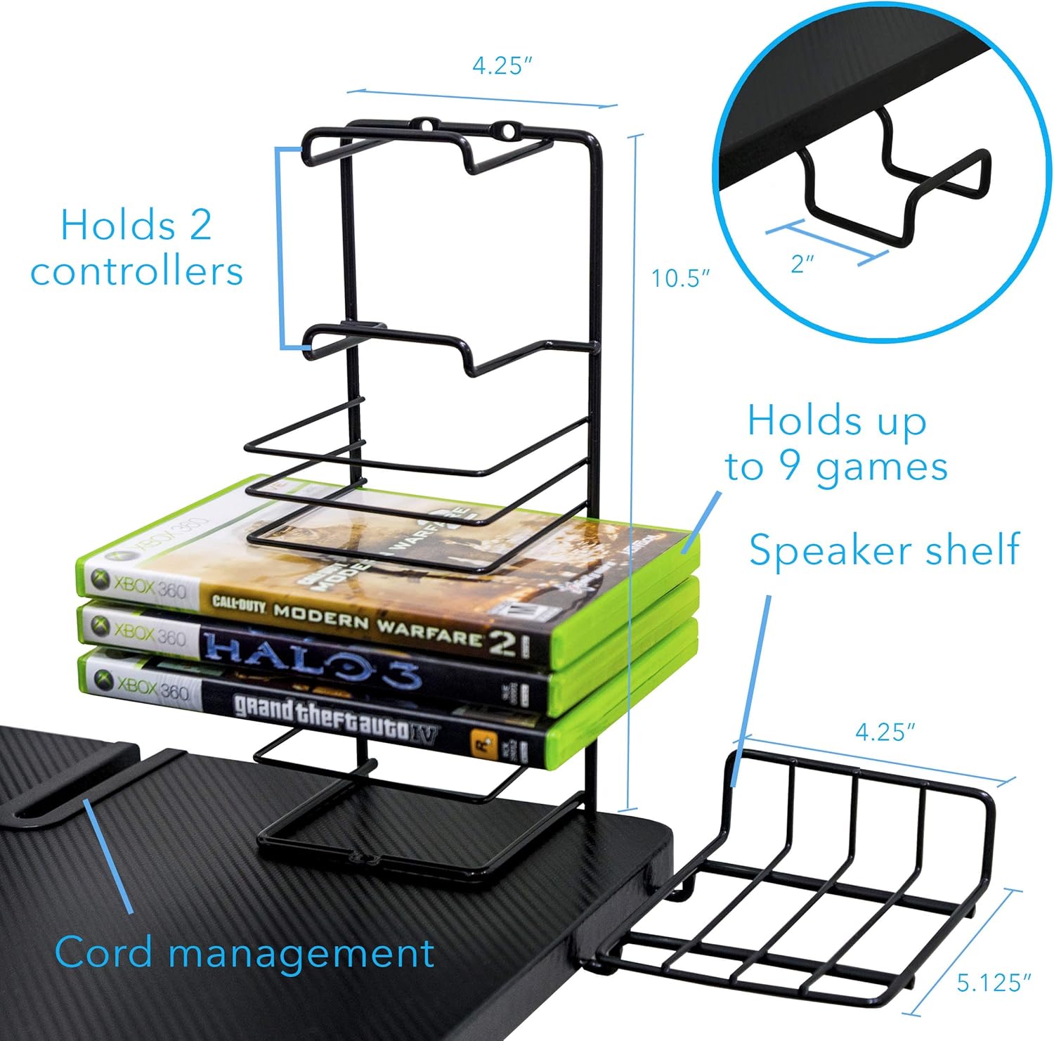 Gaming Desk with Monitor Stand and Cable Management J502242