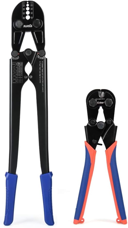 Wire Rope Crimping Tool for Aluminum Loop Sleeves, Duplex Oval Cable Ferrules 1/16’’ to 3/16’’, with Wire Rope Cable Cutter F6729