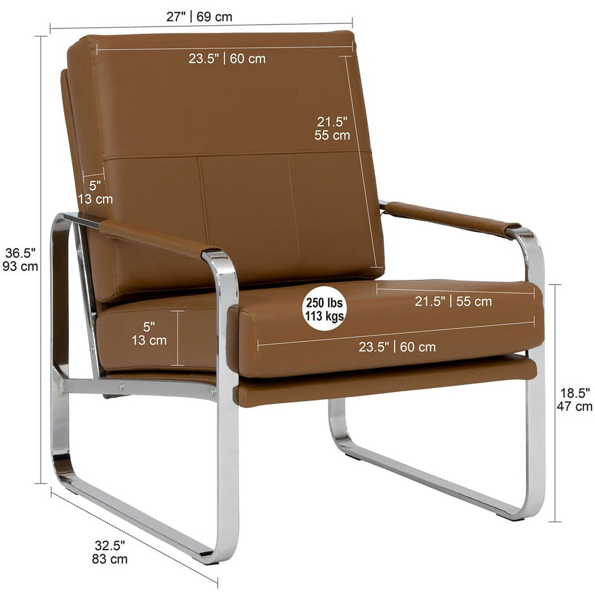 Caramel Brown 2-Piece Accent Chair and Ottoman Set D6527