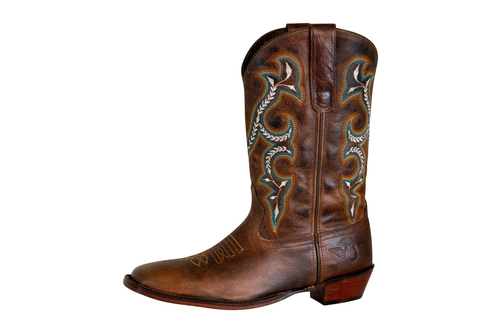 Brown Leather Square Toe Western Boots G30429