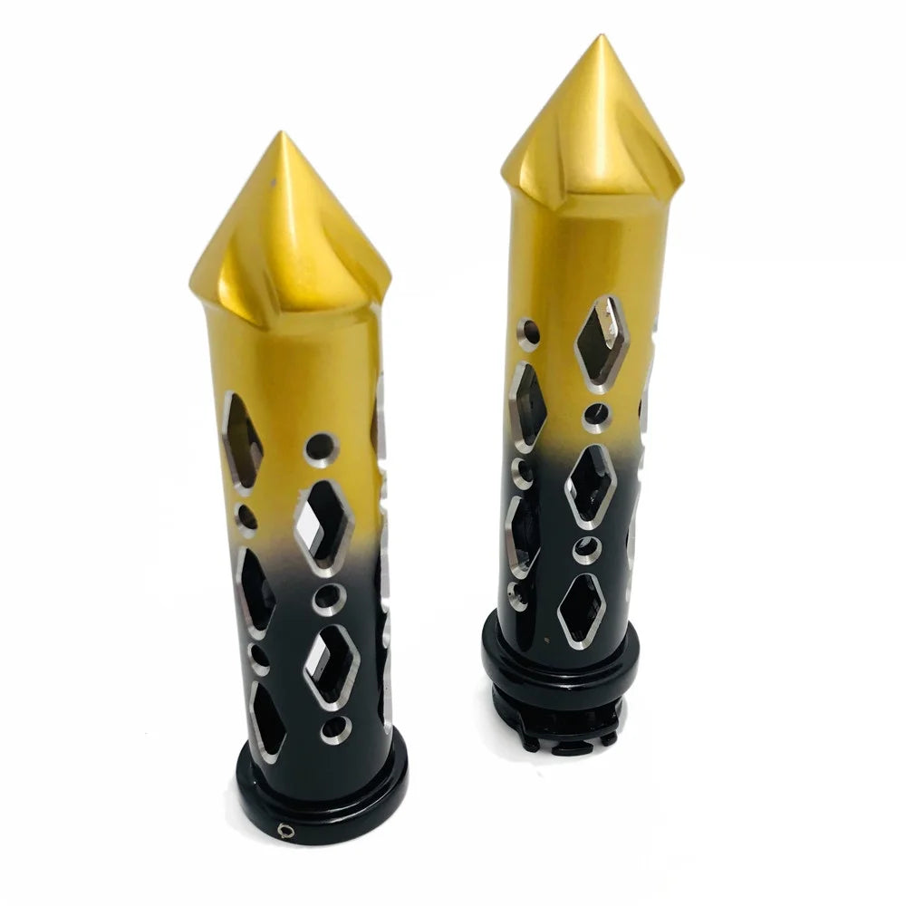 Black Gold 22mm Spike Motorcycle Hand Grips W9509