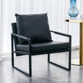 Black PU Leather Accent Armchair with Metal Frame Y8046