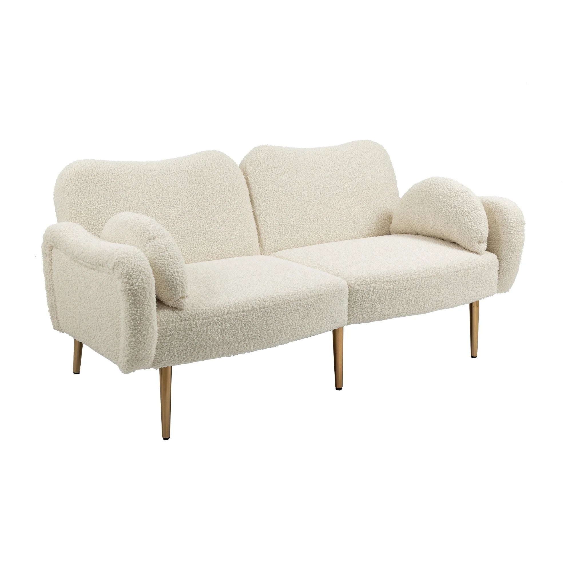 Velvet Love Seats Sofa with 2 Bolster Pillows I6829