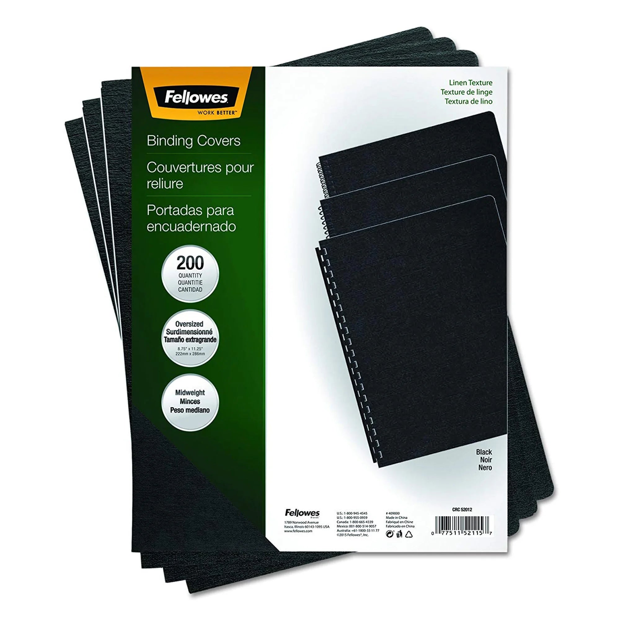 Oversize Black Linen Presentation Covers, 200 pack L17985