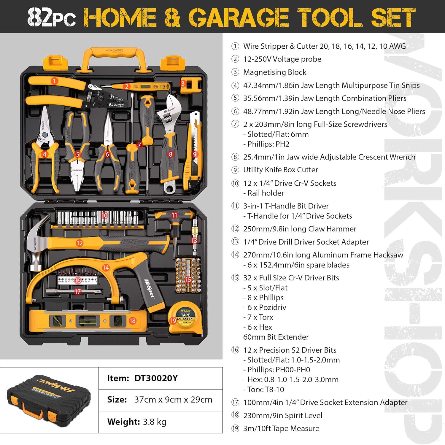 82 Piece Home & Garage Tool Kit Set A7398