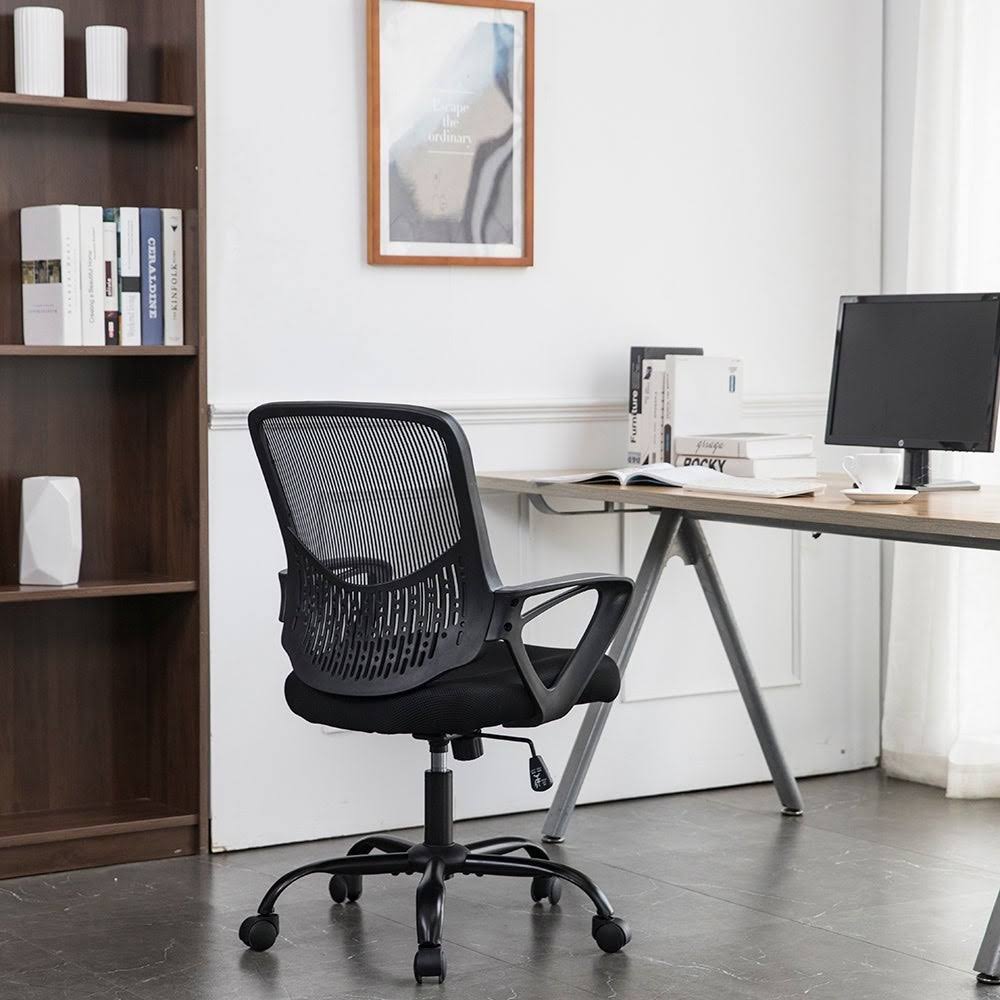 Black Swivel Mesh Chair with Armrest O349918