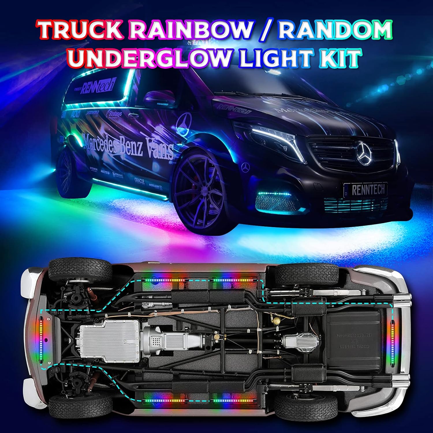 6PCS 216-LEDs Double-Row Neon Underbody LED Strips Kit with APP IP68 12V N257