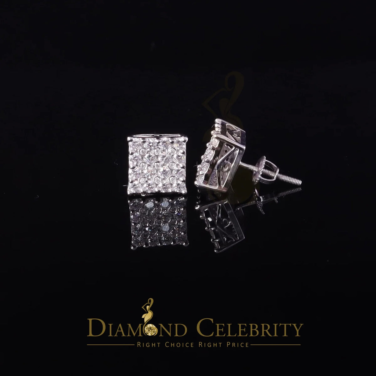 925 Silver White Moissanite Square Stud Earrings W169356