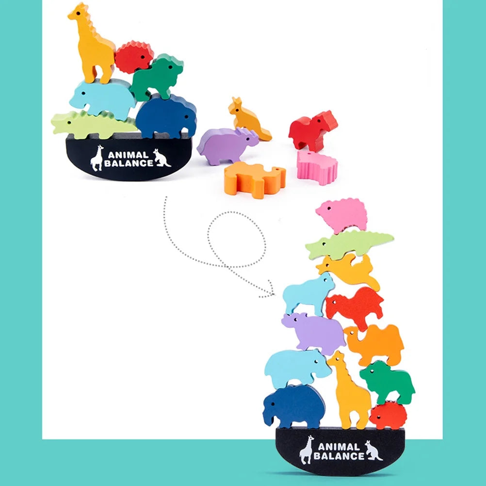 Animal Pattern Wooden Building Blocks Toy F7115