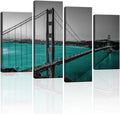 Black White Teal Golden Gate Bridge Canvas Wall Art B961575
