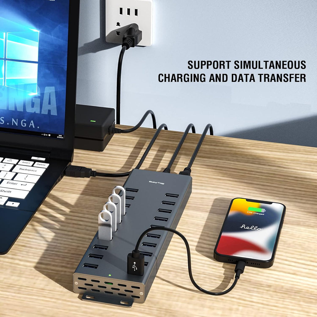 Powered USB hub 20 Ports with 12V/8A-120W Power and Data Cable C41349