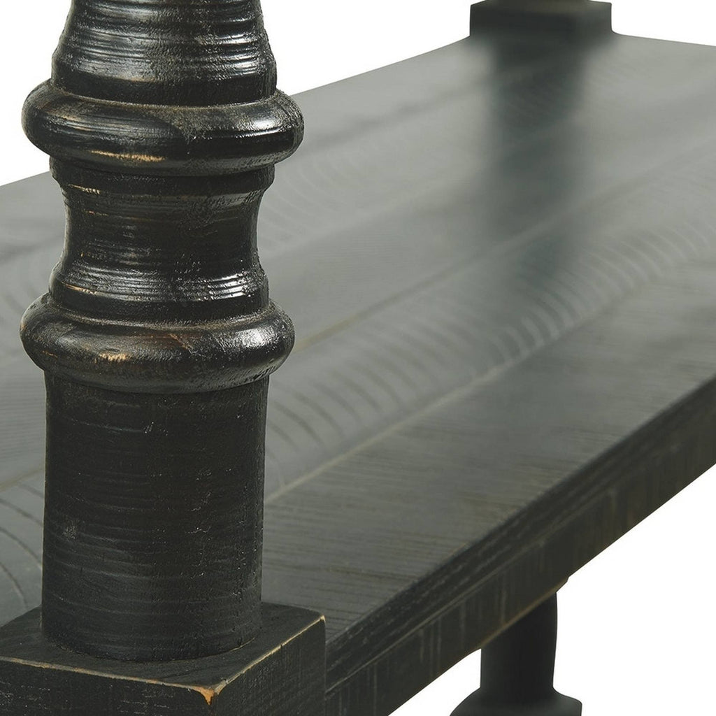 Antique Black 5 Tier Wooden Bookcase Y5366