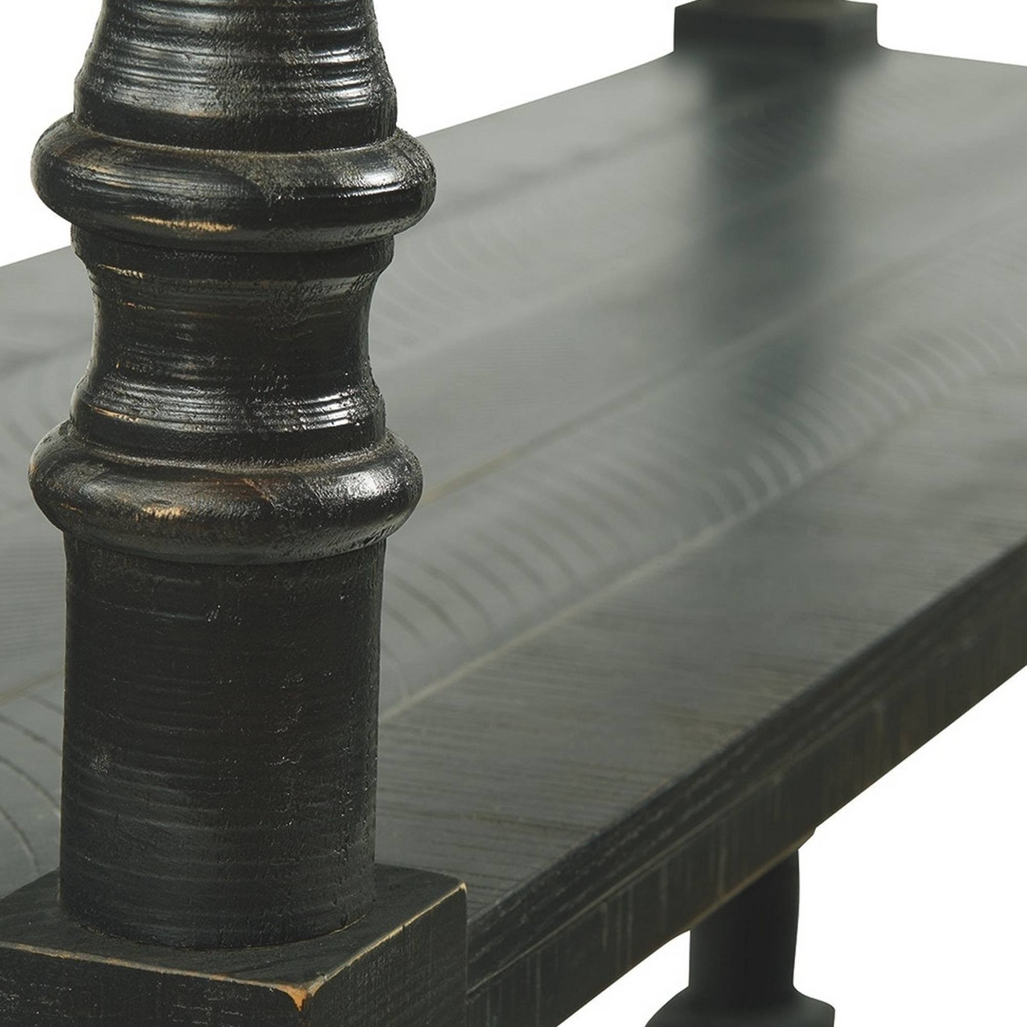 Antique Black 5 Tier Wooden Bookcase Y5366