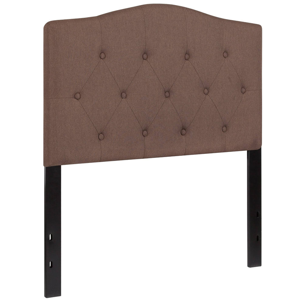 Tufted Upholstered Twin Size Headboard in Camel Fabric I81443