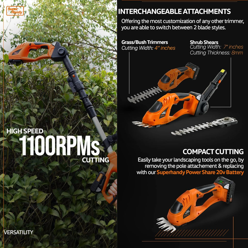 3 in 1 Tiller Weed Wacker Hedge Trimmer Garden Shear Cordless Battery 20V 2Ah Lightweight K322666