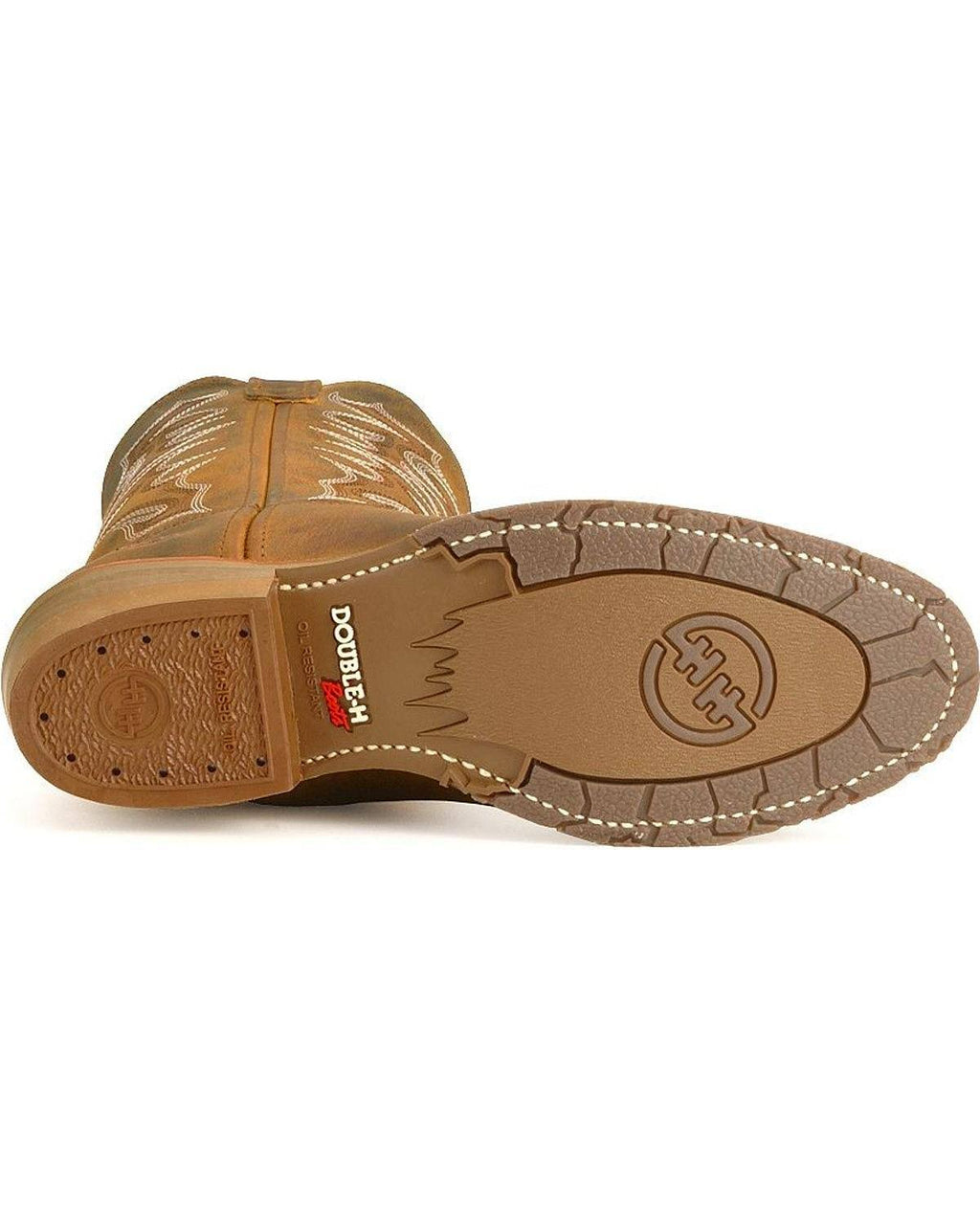 Men's Double H 12 inch Gel Ice Work Western, Size: 8, Brown H40640