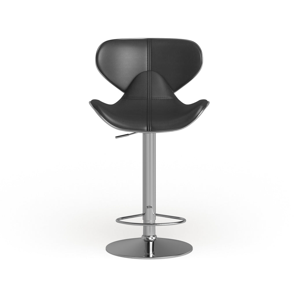 Leatherette Adjustable Swivel Barstool Set of 2 Silver Z584