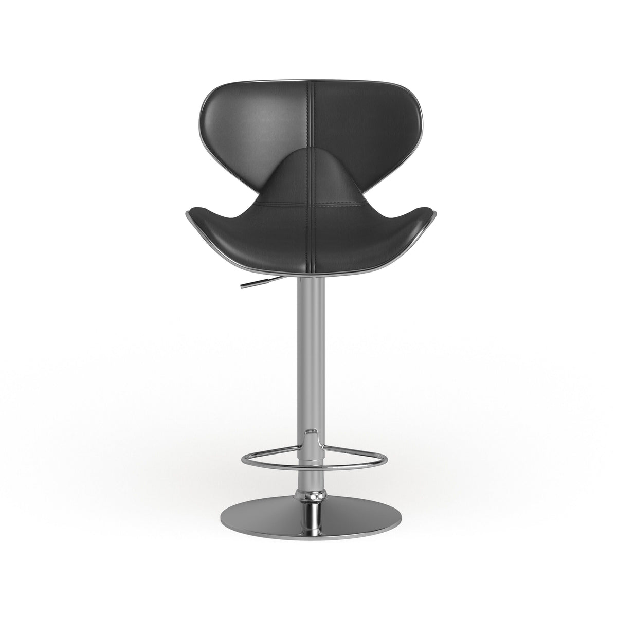 Leatherette Adjustable Swivel Barstool Set of 2 Silver Z584
