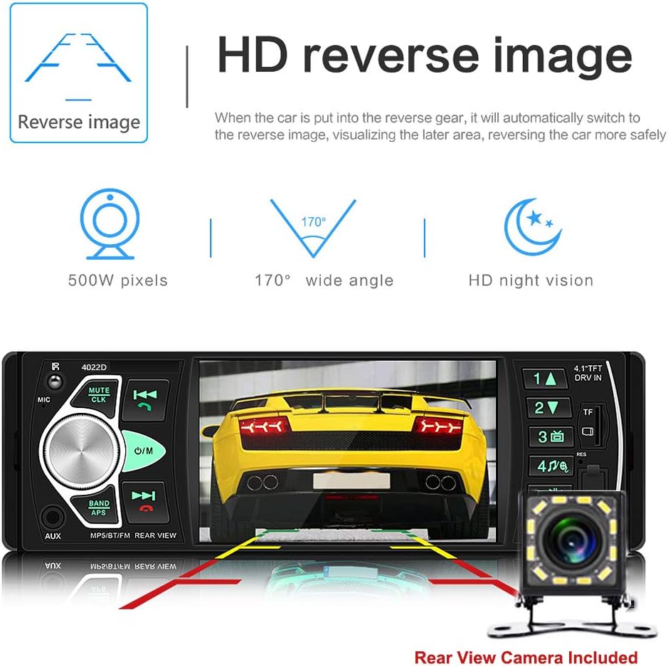 4.1 Inch Single Din Car Stereo with Bluetooth Rear View Camera Pack of 2 C627