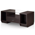 Espresso Glass Top Storage Coffee Table A99476