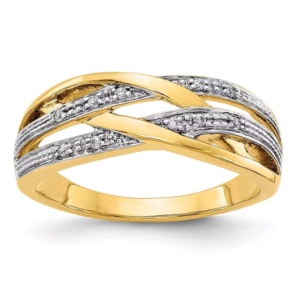 14kt Yellow Gold Rhodium Diamond Ring Size 7 N157
