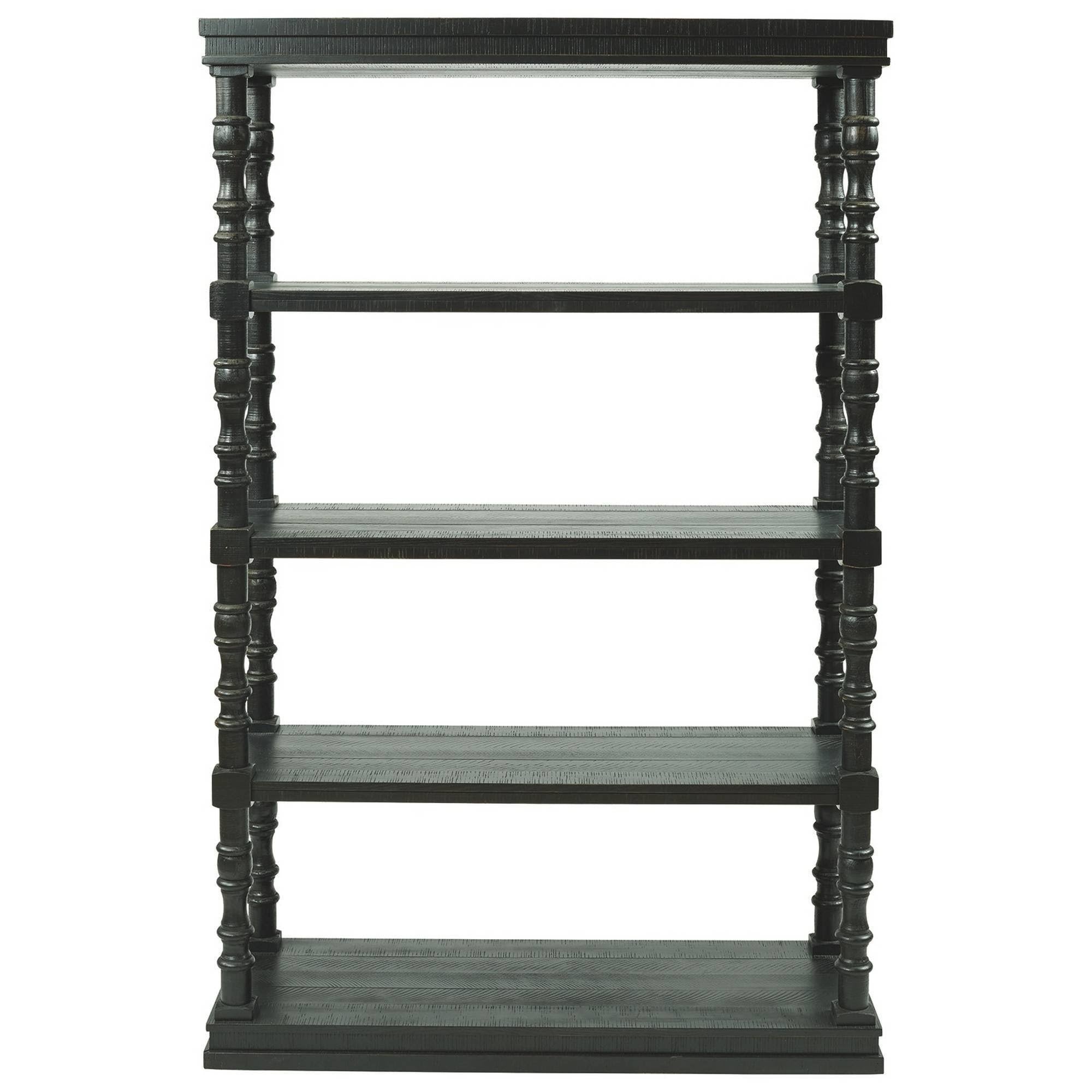 Antique Black 5 Tier Wooden Bookcase Y5366