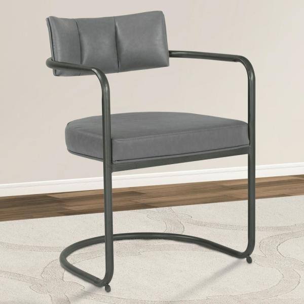 Grey Faux Leather Dining Chair (Set of 2) R8210