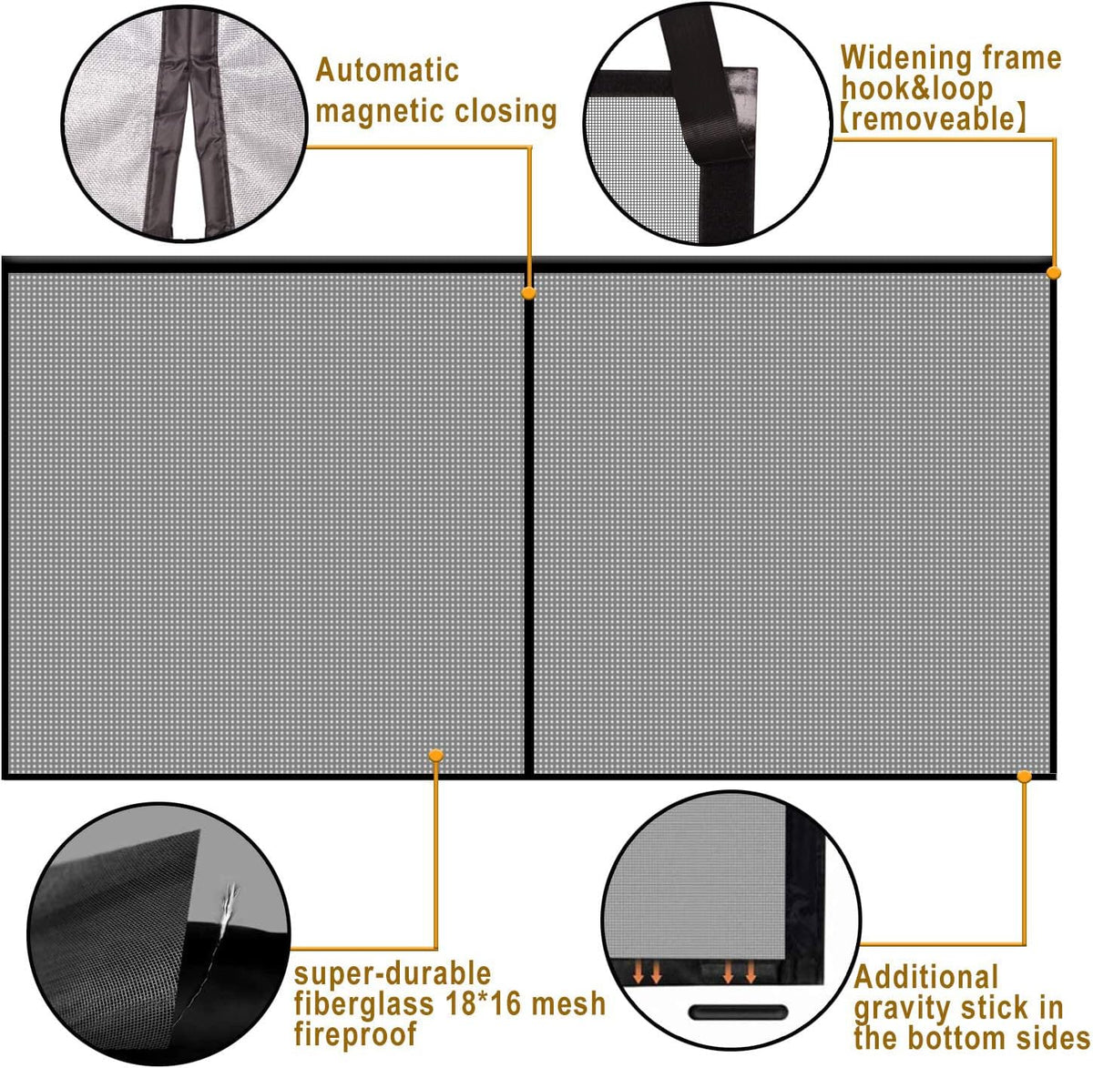 Magnetic Garage Door Screen 16x7FT Fiberglass Mesh Pack of 2 X940