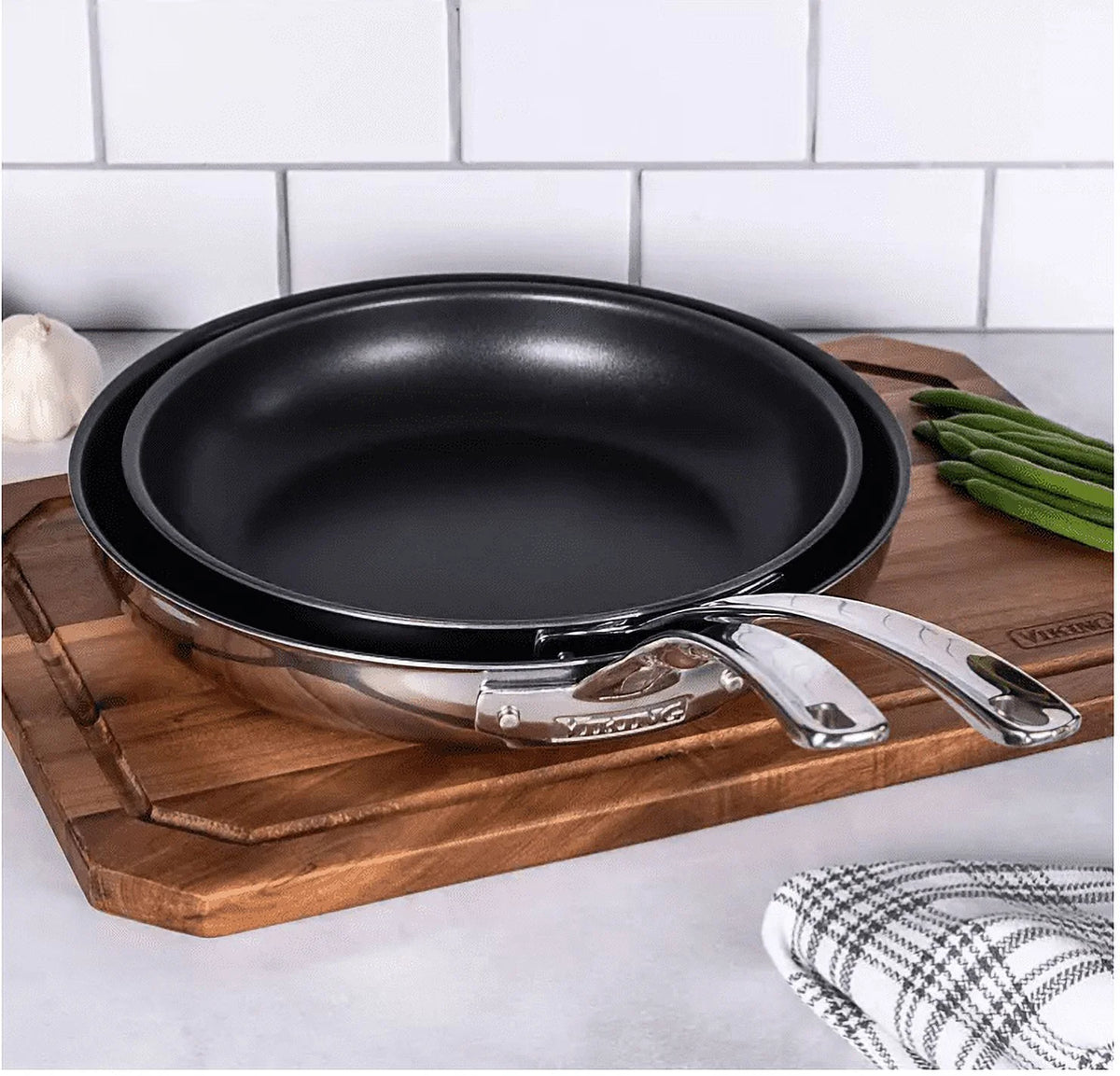 3-Ply 2-Piece Stainless Steel Nonstick Fry Pan Set K793566