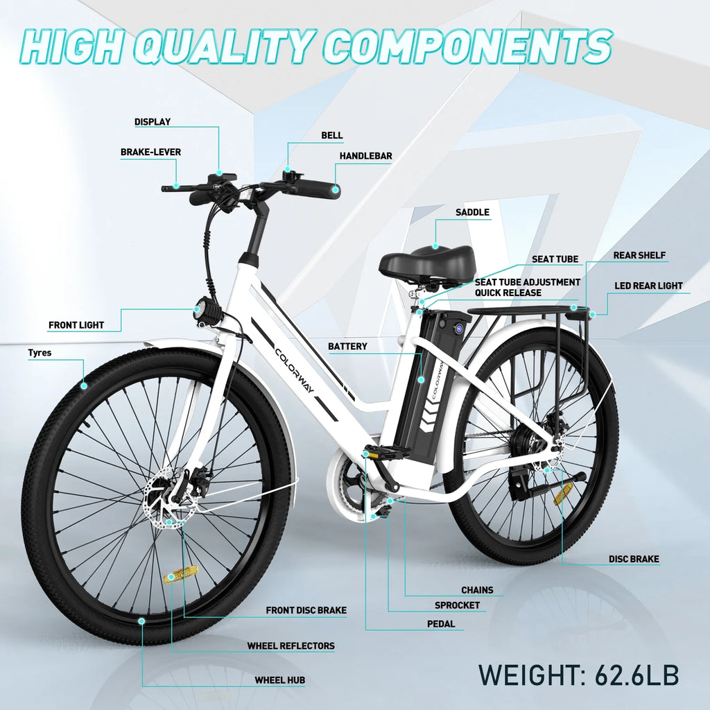 26" Electric Bike with 500W Motor and 36V 12AH Removable Battery B54693