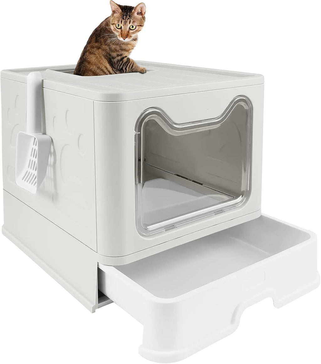 Foldable Cat Litter Box with Lid and Scoop B17200