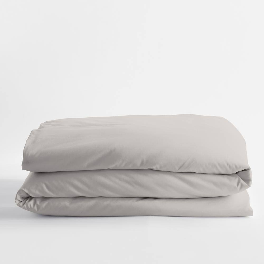 Solid Sterling Gray Cotton Sateen Twin Duvet Cover K232957
