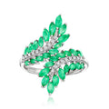 1.60 ct. t.w. Emerald and .10 ct. t.w. Diamond Bypass Ring in Sterling Silver Q8599